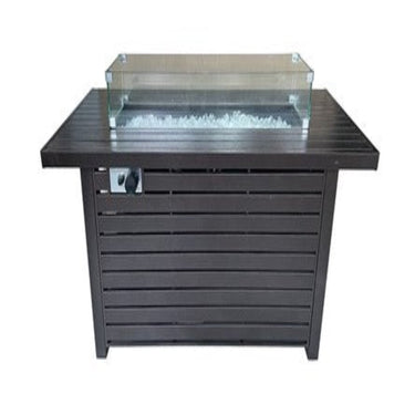 AZ Patio Heaters Rectangle Hammered Bronze Fire Pit With Wind Screen